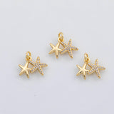 18K Gold PVD Double Starfish charm s Gold Charms - Tarnish Resistant