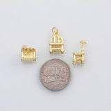 18K Gold PVD 3D Chair charm s Charms - Tarnish Resistant