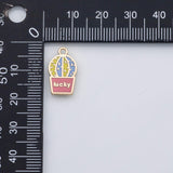 18K Gold PVD Lucky Cactus charm 22k s Gold Charms - Tarnish Resistant