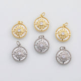 18K Gold PVD Evil eye sun mother of pearl charm s Charms - Tarnish Resistant