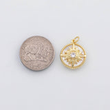 18K Gold pvd Evil eye sun mother of pearl charm s Charms - Tarnish Resistant