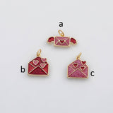 18K Gold PVD Heart envelope charm enamel charm charm s Charms - Tarnish Resistant