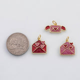 18K Gold PVD Heart envelope charm enamel charm charm s Charms - Tarnish Resistant
