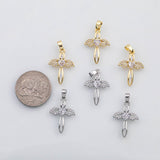 18K Gold PVD Angel Cross charm s Charms - Tarnish Resistant