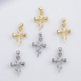 18K Gold pvd Cross flower rose charm s Charms - Tarnish Resistant