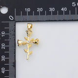18K Gold PVD Cross flower rose charm s Charms - Tarnish Resistant