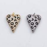 18K Gold PVD Jaguar leopard skin heart charm s Charms - Tarnish Resistant