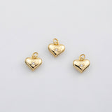 18K Gold PVD Puffy heart charm s Charms - Tarnish Resistant