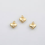 18K Gold PVD Puffy heart charm s Charms - Tarnish Resistant