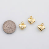 18K Gold PVD Puffy heart charm s Charms - Tarnish Resistant