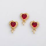 18K Gold PVD Bleeding Heart Charm Ruby Red charm s Charms - Tarnish Resistant