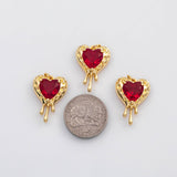 18K Gold PVD Bleeding Heart Charm Ruby Red charm s Charms - Tarnish Resistant