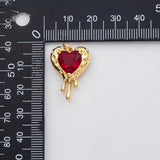 18K Gold PVD Bleeding Heart Charm Ruby Red charm s Charms - Tarnish Resistant