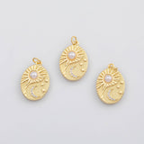 18K Gold PVD Sunburst moon star pearl charm charm charm s Charms - Tarnish Resistant
