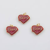 18K Gold PVD Love heart charm enamel charm charm s Charms - Tarnish Resistant