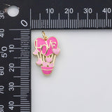 18K Gold PVD Love balloon charm enamel charm charm s Charms - Tarnish Resistant