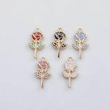 18K Gold PVD Rose flower charm 22k s Gold Charms - Tarnish Resistant