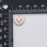18K Gold PVD Bee heart charm 22k s Gold Charms - Tarnish Resistant