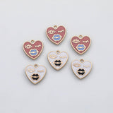 18K Gold PVD Smiling Heart charm 22k s Gold Charms - Tarnish Resistant