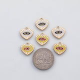 18K Gold PVD Evil Eye heart charm 22k s Gold Charms - Tarnish Resistant