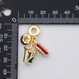 18K Gold PVD Coffee hot dogs donuts Charm Charms Pora Style Charms Large hole charm - Tarnish Resistant