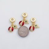 18K Gold PVD Clover ladybug Charm Charms Pora Style Charms Large hole charm - Tarnish Resistant