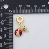 18K Gold PVD Clover ladybug Charm Charms Pora Style Charms Large hole charm - Tarnish Resistant