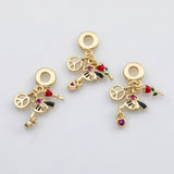 18K Gold PVD Rose gun peace Charm Charms Pora Style Charms Large hole charm - Tarnish Resistant