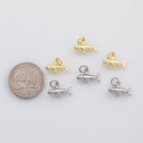 18K Gold PVD Shark fish charm 7x14mm s Charms - Tarnish Resistant