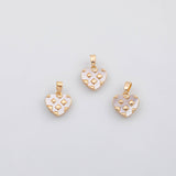 18K Gold PVD Heart Charms s White Gold Charms - Tarnish Resistant