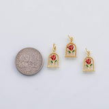 18K Gold PVD Rose Flower charm koi gold Rose Flower 22K s Charms - Tarnish Resistant