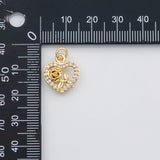 18K Gold PVD Heart rose charm s Charms - Tarnish Resistant