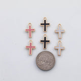 18K Gold PVD Cross Charms s White Gold Charms - Tarnish Resistant