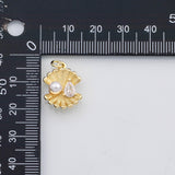 18K Gold PVD Pearl clam shell sea shell charm s Charms - Tarnish Resistant