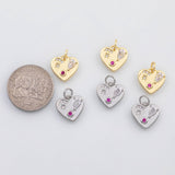 18K Gold PVD Ruby heart stars charm s Charms - Tarnish Resistant