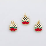 18K Gold PVD Hamburger enamel charm s Charms - Tarnish Resistant