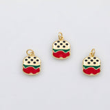 18K Gold PVD Hamburger enamel charm s Charms - Tarnish Resistant