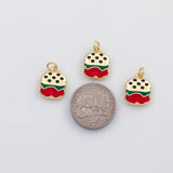 18K Gold PVD Hamburger enamel charm s Charms - Tarnish Resistant