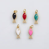 18K Gold pvd Enamel Fish Charm Jesus Fish charm s Charms - Tarnish Resistant