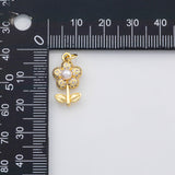 18K Gold PVD Flower daisy pearl charm s Charms - Tarnish Resistant