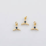 18K Gold PVD Whale tail dolphin tail charm sapphire blue s Charms - Tarnish Resistant