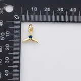18K Gold PVD Whale tail dolphin tail charm sapphire blue s Charms - Tarnish Resistant