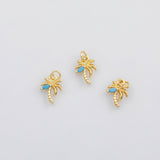 18K Gold PVD Palm tree coconut tree turquoise charm s Charms - Tarnish Resistant