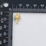 18K Gold PVD Palm tree coconut tree turquoise charm s Charms - Tarnish Resistant