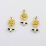 18K Gold PVD Sunflower daisy flower charm s Charms - Tarnish Resistant