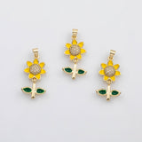 18K Gold pvd Sunflower daisy flower charm s Charms - Tarnish Resistant