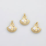 18K Gold PVD Sea shell clam shell oyster charm charm s Charms - Tarnish Resistant