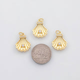 18K Gold PVD Sea shell clam oyster shell with pearl charm charm s Charms - Tarnish Resistant