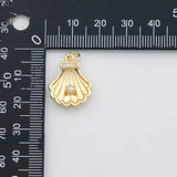 18K Gold PVD Sea shell clam oyster shell with pearl charm charm s Charms - Tarnish Resistant