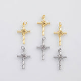 18K Gold PVD Cross rose flower charm charm charm s Charms - Tarnish Resistant